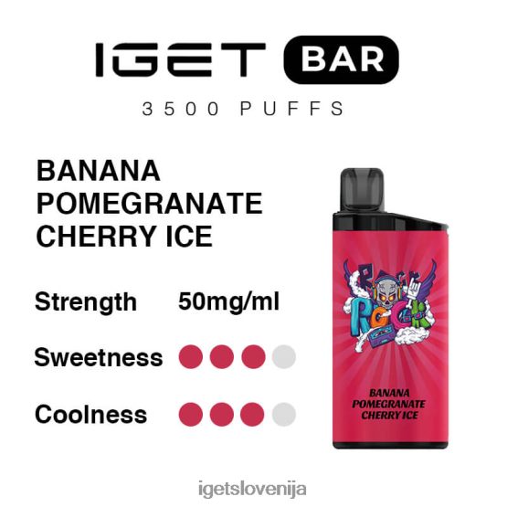 IGET Vape bar 3500 vdihov banana granatno jabolko češnjev led PPH6J295