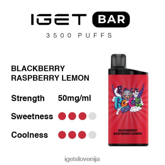 IGET Vape Flavours bar 3500 vdihov robida malina limona PPH6J296